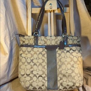 Coach iconic logo canvas/leather everyday tote